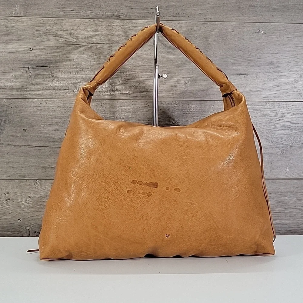 Large Vilenca Holland Tan Leather Shoulder Hobo Bag